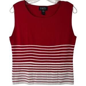 FINITY Women's Vintage Top Red/White Sleeveless Y2K Americana Preppy Size XL